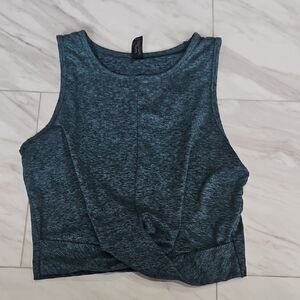 Velocity Twist-Front Sleeveless Tank Top in Teal
